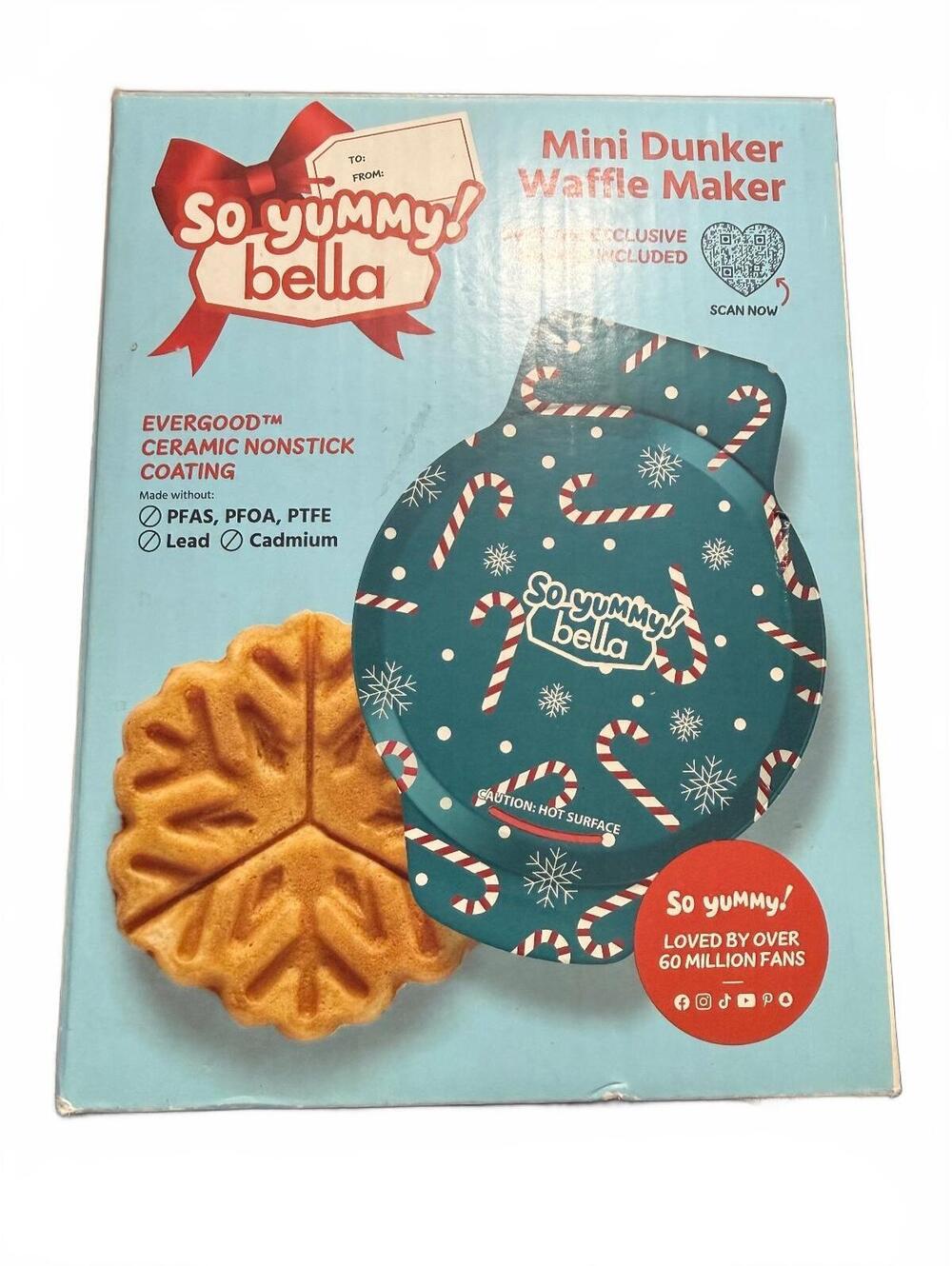 So Yummy Bella Mini Dunker Waffle Maker with Evergood Ceramic Nonstick Coating
